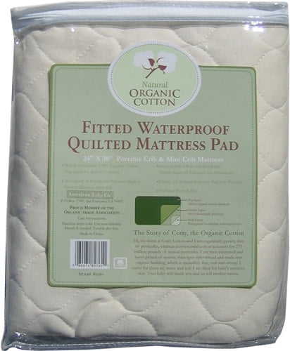 Natural Color American Baby Company Waterproof Quilted Bassinet Mattress Pad Cover Made with Organic Cotton 