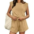 thumbnail image 4 of Nrmvnmi Summer Saving 2024 Rompers for Women Summer Cap Sleeve Adjustable Drawstring Waistband Crewneck Casual Outfits with Pockets For Womens Gifts, 4 of 9