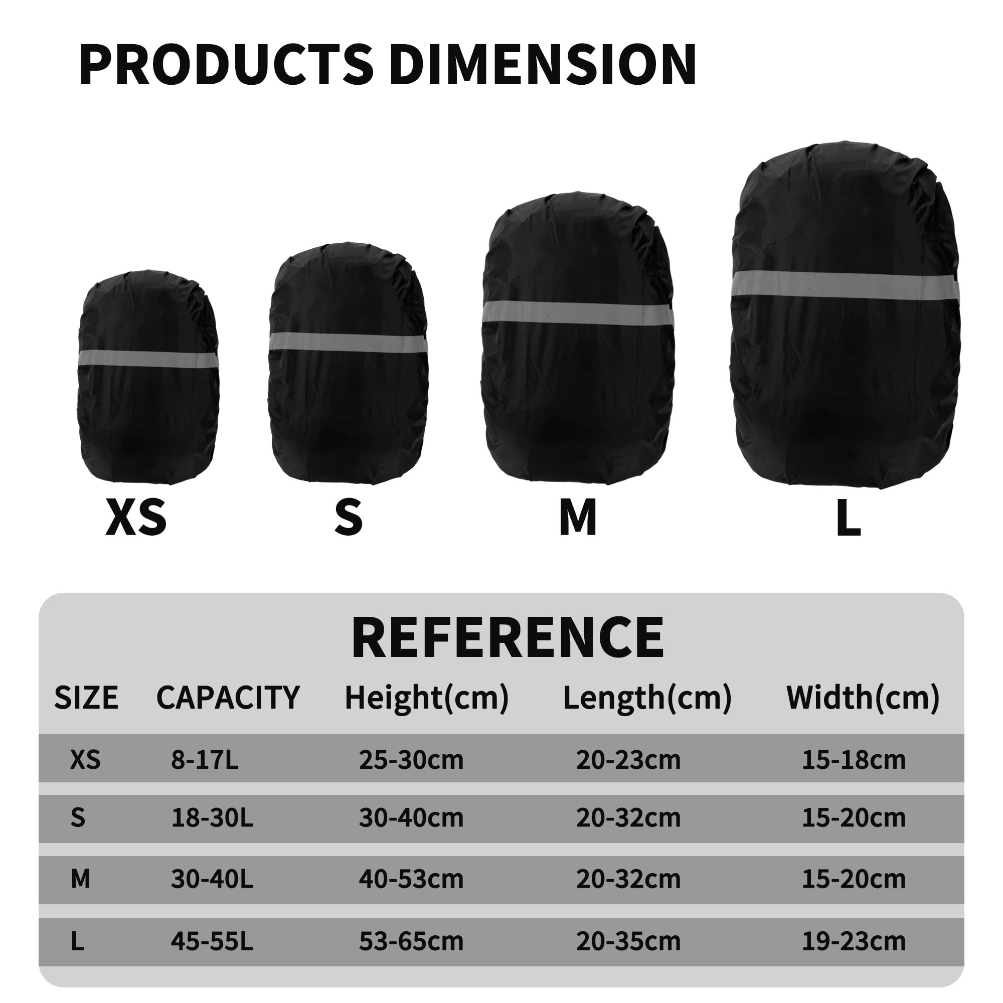 Unique Bargains Reflective Waterproof Backpack Rain Cover Black