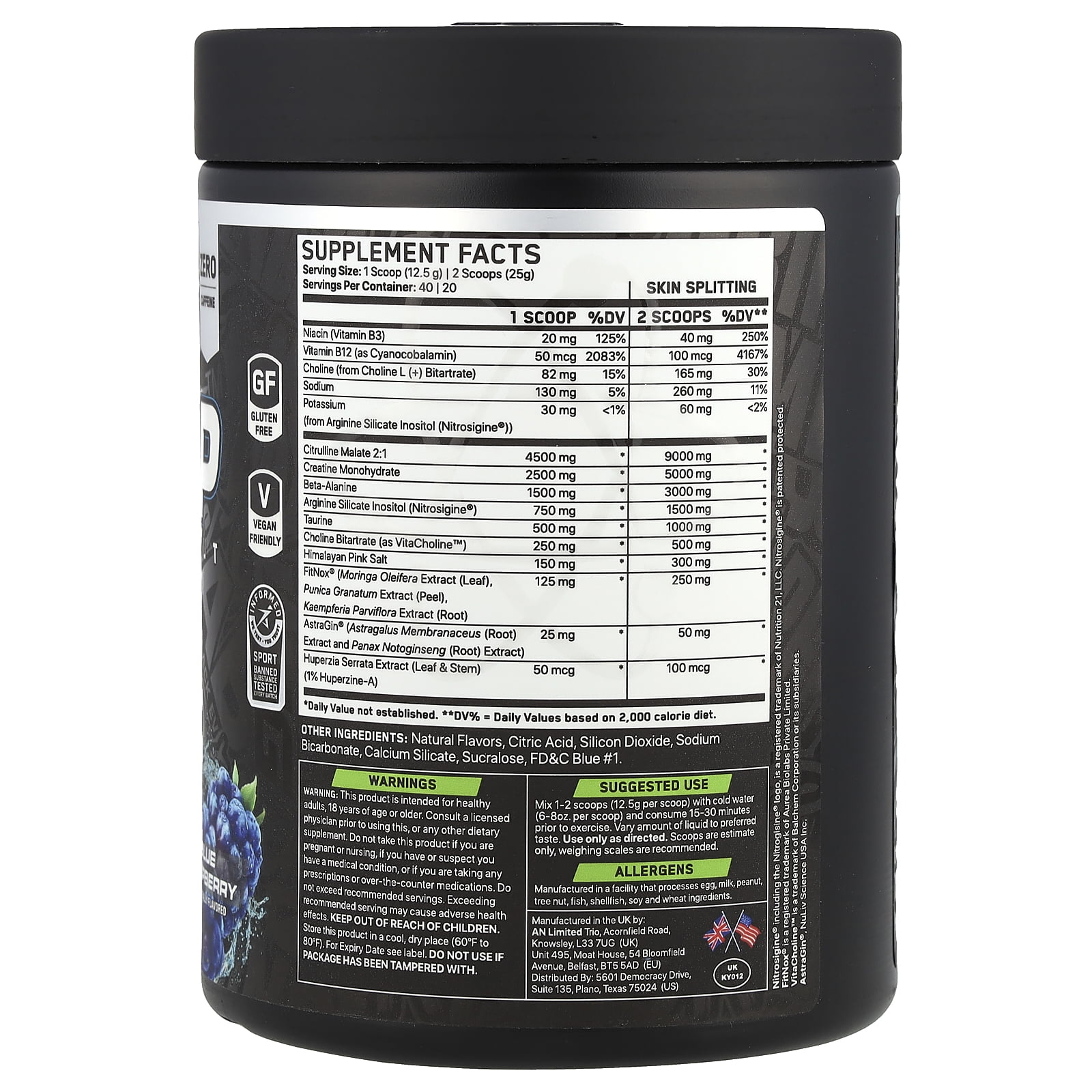 ABE Zero Stim Pre-Workout for Explosive Focus, Energy, and Muscle Pumps | Blue Razz | 40 or 20 Servings | Stimulant-Free Formula | Citrulline Malate, Creatine, Beta-Alanine
