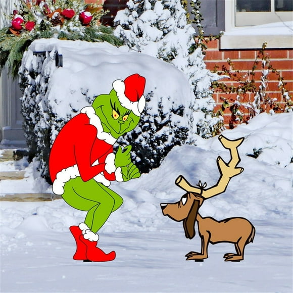Supbessel Grinch Christmas Decorations Christmas Decorations Fence Peeker Ornaments Winter Yard Wall Signs Gift For Christmas Day