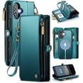 thumbnail image 1 of Funda Wallet Defense para iPhone 16 de 6.1 pulgadas con RFID, azul y verde, 1 of 9