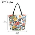 thumbnail image 5 of FORMRS Womens Canvas Tote Bag with Zipper Inner Pocket Shoulder Handbag, Black Flowers Pattern, 5 of 7