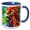 Blue/White, variant on 3drose, Cool Colorful Rooster Portrait. Chic Digital Painting Gift, Card, 11oz Two-tone Yellow Mug