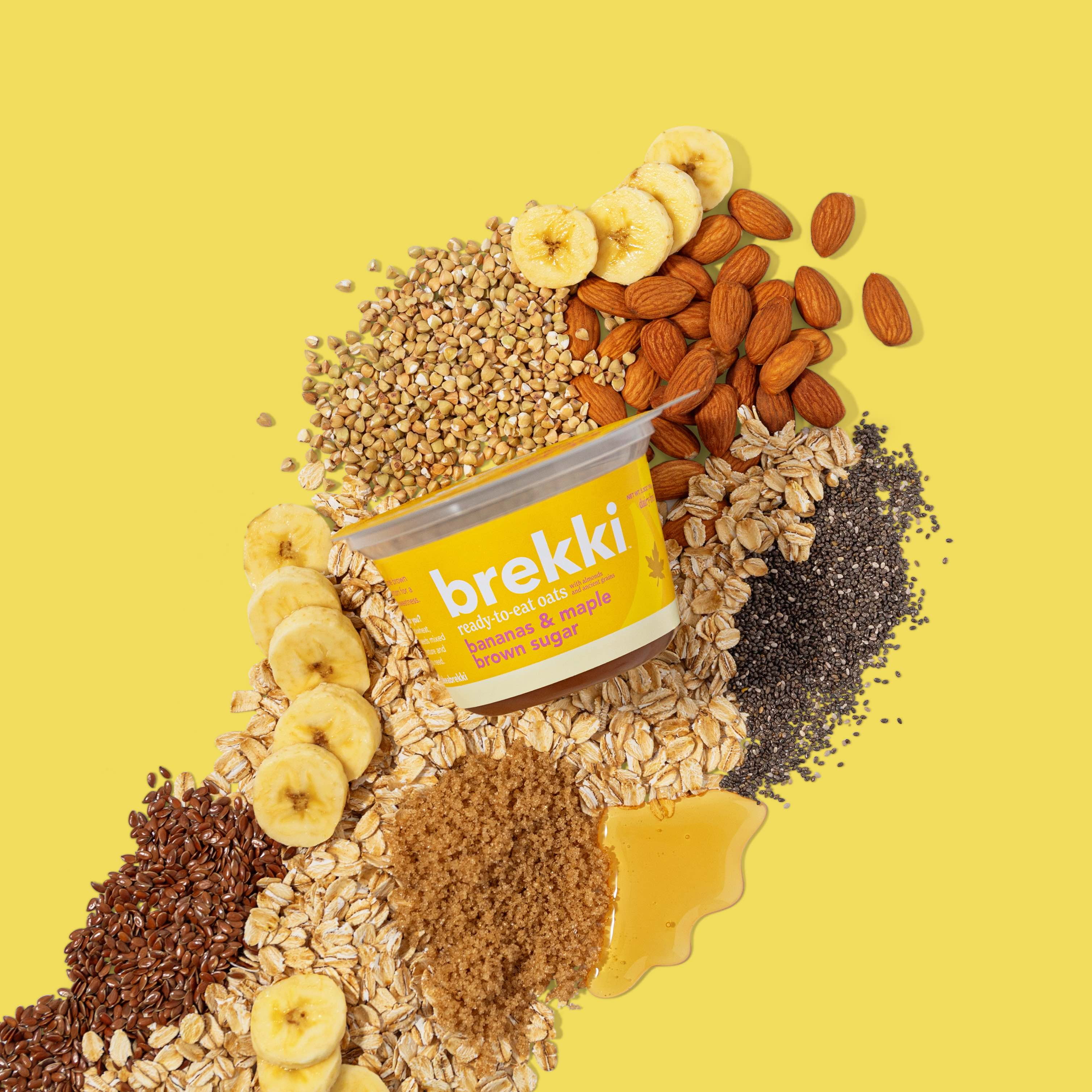 Brekki Gluten-Free Bananas & Maple Brown Sugar Ready-to-Eat Overnight Oats, Refrigerated Cup 5.3 oz