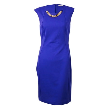 Calvin Klein Women's Chain-Neck Ponte Sheath Dress