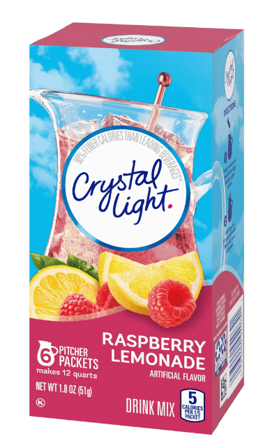 (Pack of 4) Crystal Light Raspberry Lemonade Artificially Flavored Powdered Drink Mix, 6 ct Pitcher Pack (2in1) Miras Trademark Measuring Spoon Included)