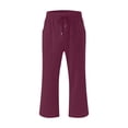 thumbnail image 3 of WWV Capri Pants for Men Mens Cropped Pants Pocket Drawstring Elastic Waist Trousers Solid Color Fashion Relaxed Fit Going out Pants Wine M, 3 of 5
