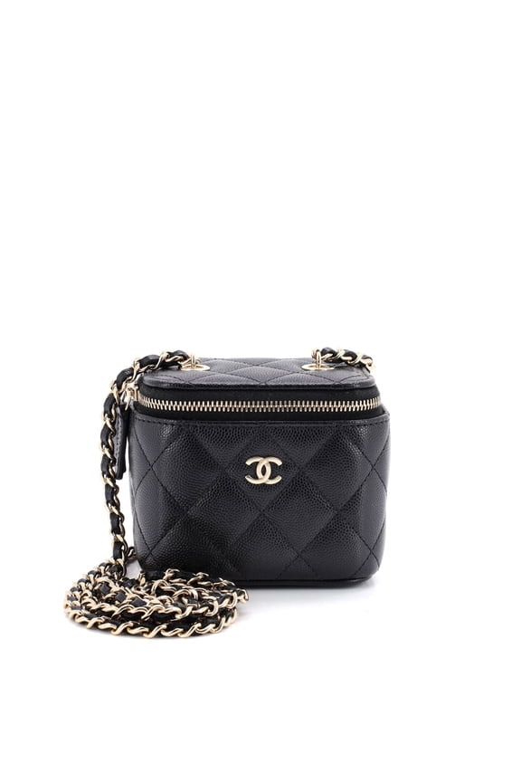 Pre-Owned Classic Vanity Case with Chain Quilted Caviar Mini By Rebag