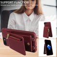 thumbnail image 4 of Feishell for iPhone 7/8/SE 2020/SE 2022 Crossbody Wallet Phone Case with Hand Strap & Shoulder Strap,Premium PU Leather RFID Blocking Card Slots Zipper Pocket Back Purse Kickstand Phone Case,Winered, 4 of 12