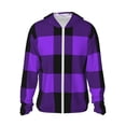 thumbnail image 1 of Fotbe Purple Buffalo Plaid Chaqueta con Protección Solar UPF 50+ para Hombre y Mujer, Camisa con Capucha y Bolsillos-Medium, 1 of 7