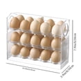 thumbnail image 4 of 3 Layer Auto Flip Egg Container Storage Box For Refrigerator Side Door, 30 Count Large Capacity Egg Box Clear Egg Organizer, White, 4 of 5