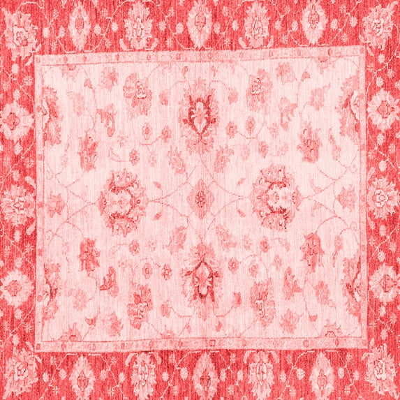 Ahgly Company Machine Washable Indoor Square Oriental Red Traditional Area Rugs, 3' Square
