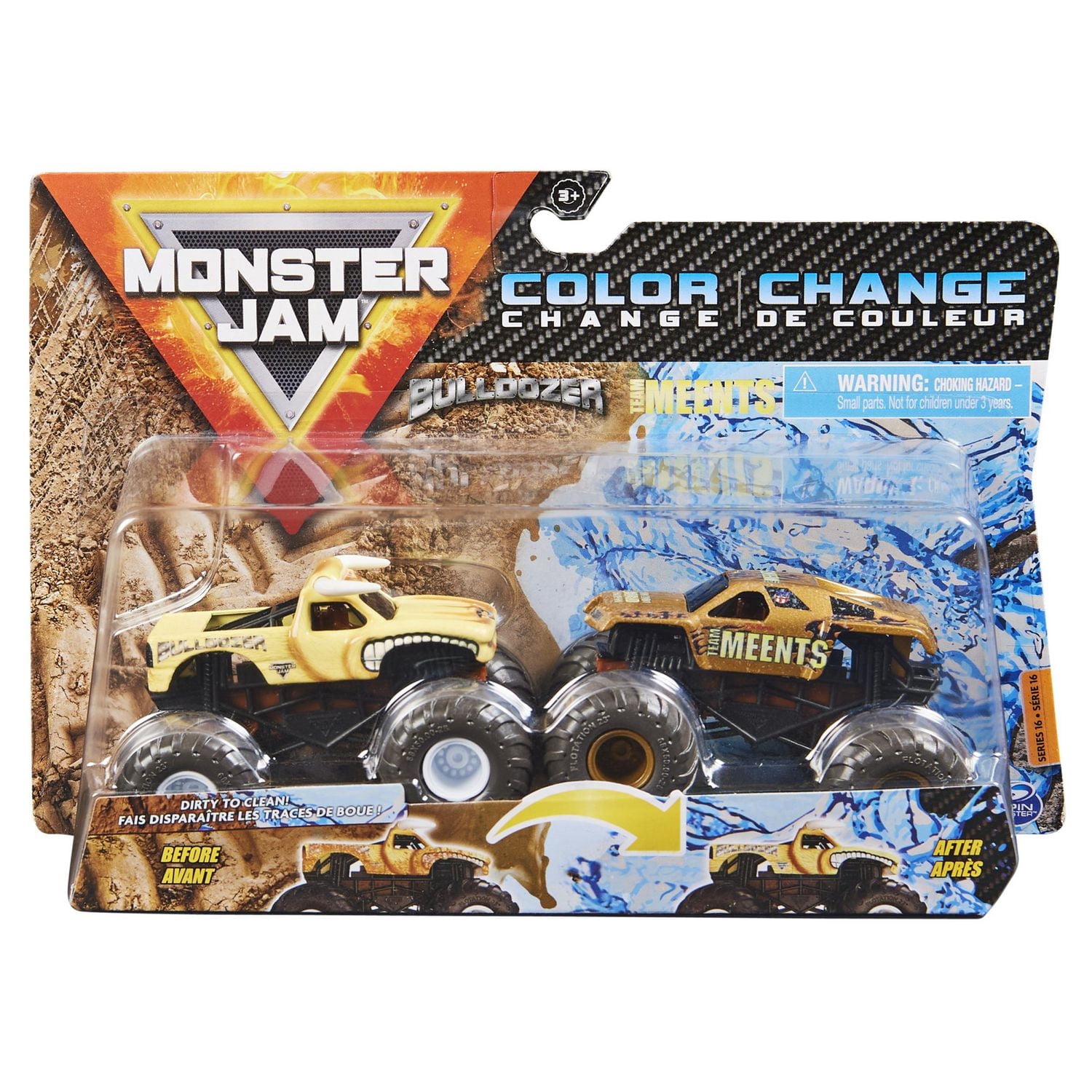 Monster Jam, Official Grandma Grave Digger vs. Team Meents Color-Changing Die-Cast Monster Trucks, 1:64 Scale