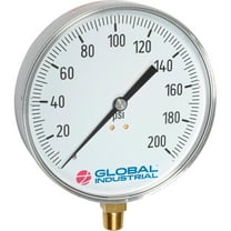 Global Industrial 4-1/2"" Contractor Gauge 100 PSI 1/4"" NPT LM Stainless Steel