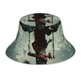 thumbnail image 3 of Daiia Zombie Flower Apocalypse Pattern Bucket Hat - Trendy Cotton Sun Hat for Beach, Golf, Fishing - Fun Outdoor Vacation Boonie for Men and Women, 3 of 9