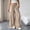 Khaki, variant on FEIIBMOYRIA Women Pants Elastic Drawstring Waist Crinkle Textured Wide Leg Long Pants Loose Fit Soft Casual Vacation Lounge Daily Wear Trousers with Double Side Pockets