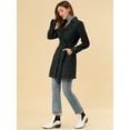 thumbnail image 2 of Chaqueta Vaquera Vaquera Larga Con Cinturón Y Solapa Con Muesca Para Mujer Negro M, 2 of 6