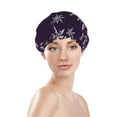 thumbnail image 3 of Kdxio Snowflake Gradient Purple Print Shower Cap for Women,Elastic and Reusable,Double Waterproof Layers Bathing Hat, 3 of 9
