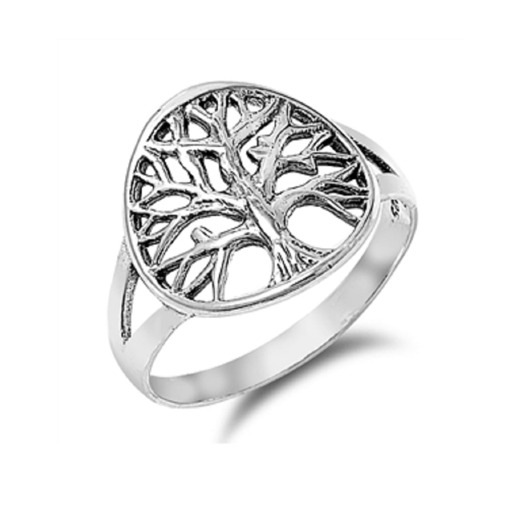 Tree of Life Ring Solid Sterling Silver Ladies 