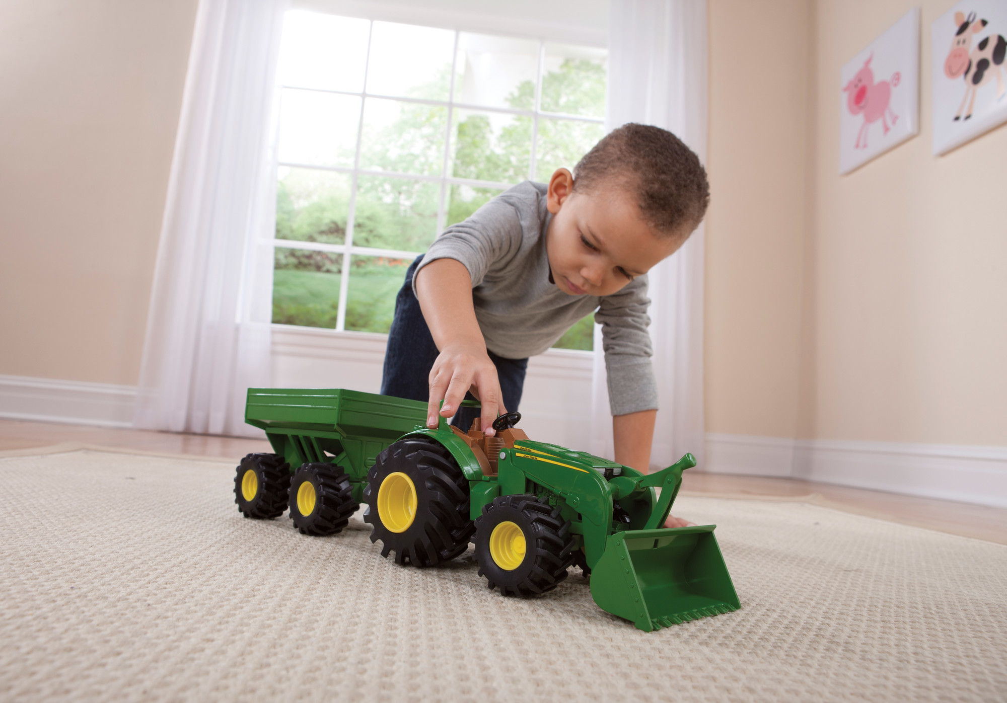 John Deere Monster Treads Lights & Sounds 8 inch Tractor with Wagon - image 6 of 9