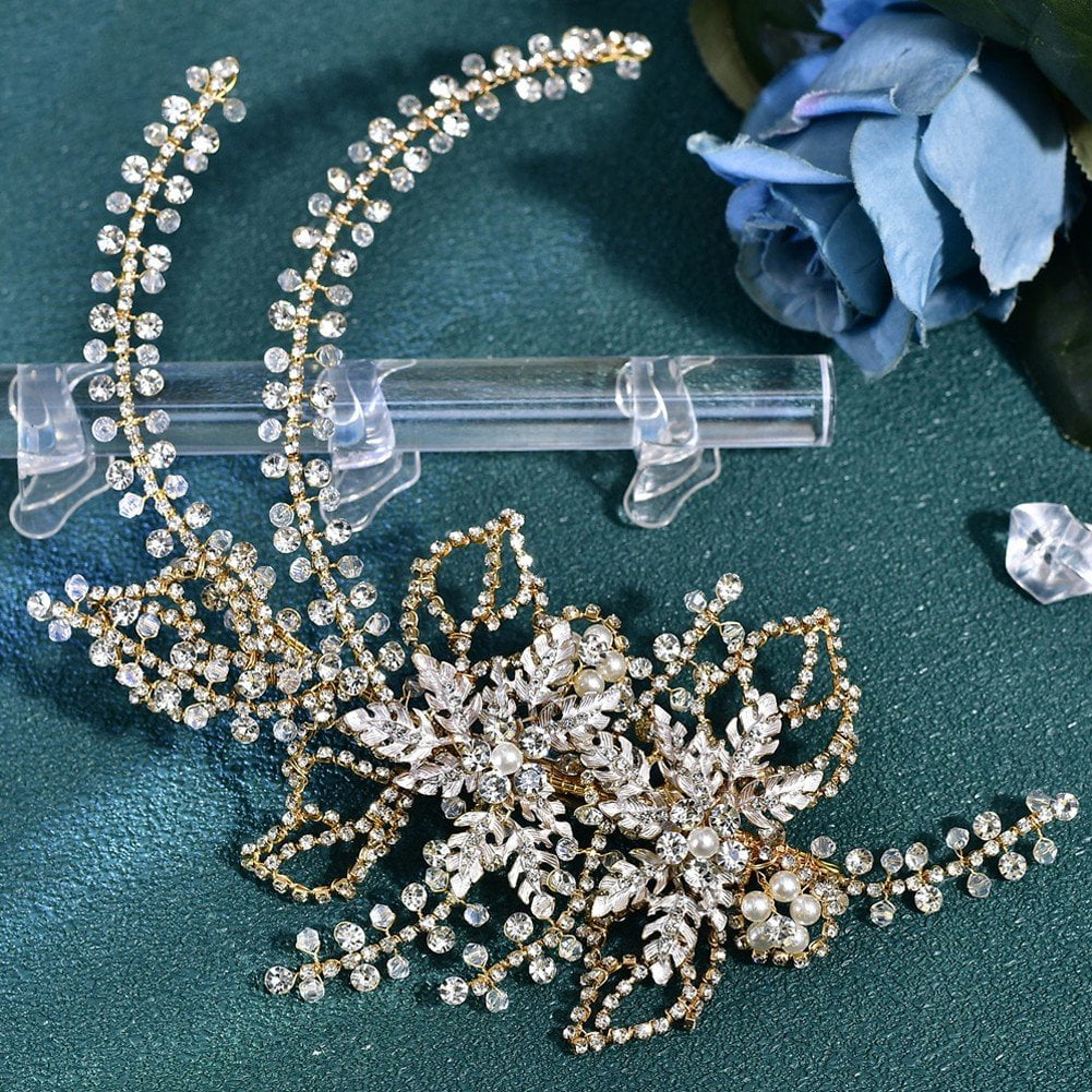 Jiibva Wedding Hair Clip Rhinestone Bridal Hairpiece Flower Hair Clip Elegant Hair Accessories