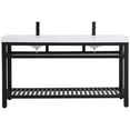 thumbnail image 4 of Elegant Decor Raya 60" Double Resin Top Metal Bathroom Vanity in Black, 4 of 14