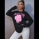 thumbnail image 5 of Sudadera de Larga con Estampado de Grafiti para Mujer, Cuello Redondo, Holgada, Tipo Jersey Negro L, 5 of 9