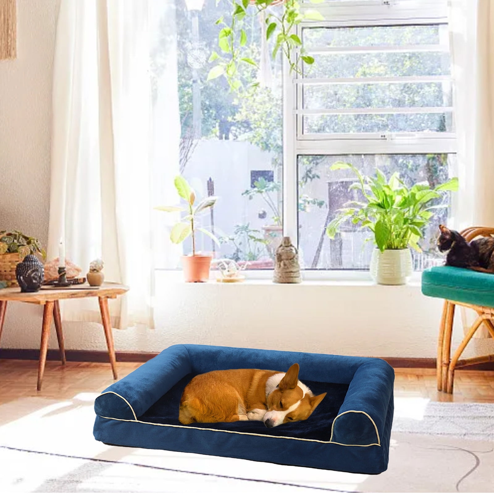UTXQFD Orthopedic Dog Beds, Waterproof Memory Foam Dog Bed with Sides, Non-Slip Bottom and Egg-Crate Foam Big Dog Couch Bed with Washable Removable Cover,