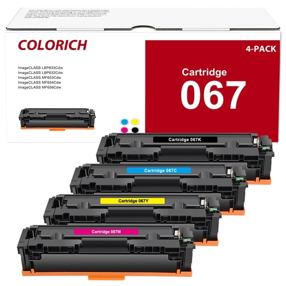 Colorich Compatible for Canon 067 067H Toner Cartridge 067 imageCLASS MF656Cdw MF654Cdw LBP632Cdw LBP633Cdw MF653Cdw Printer High Yield CRG-067 Ink(4-Pack, Black Cyan Magenta Yellow)
