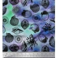 thumbnail image 1 of Soimoi Rayon Fabric Direction Compass & Seashell Ocean Printed Fabric 1 Yard 56 Inch Wide, 1 of 3