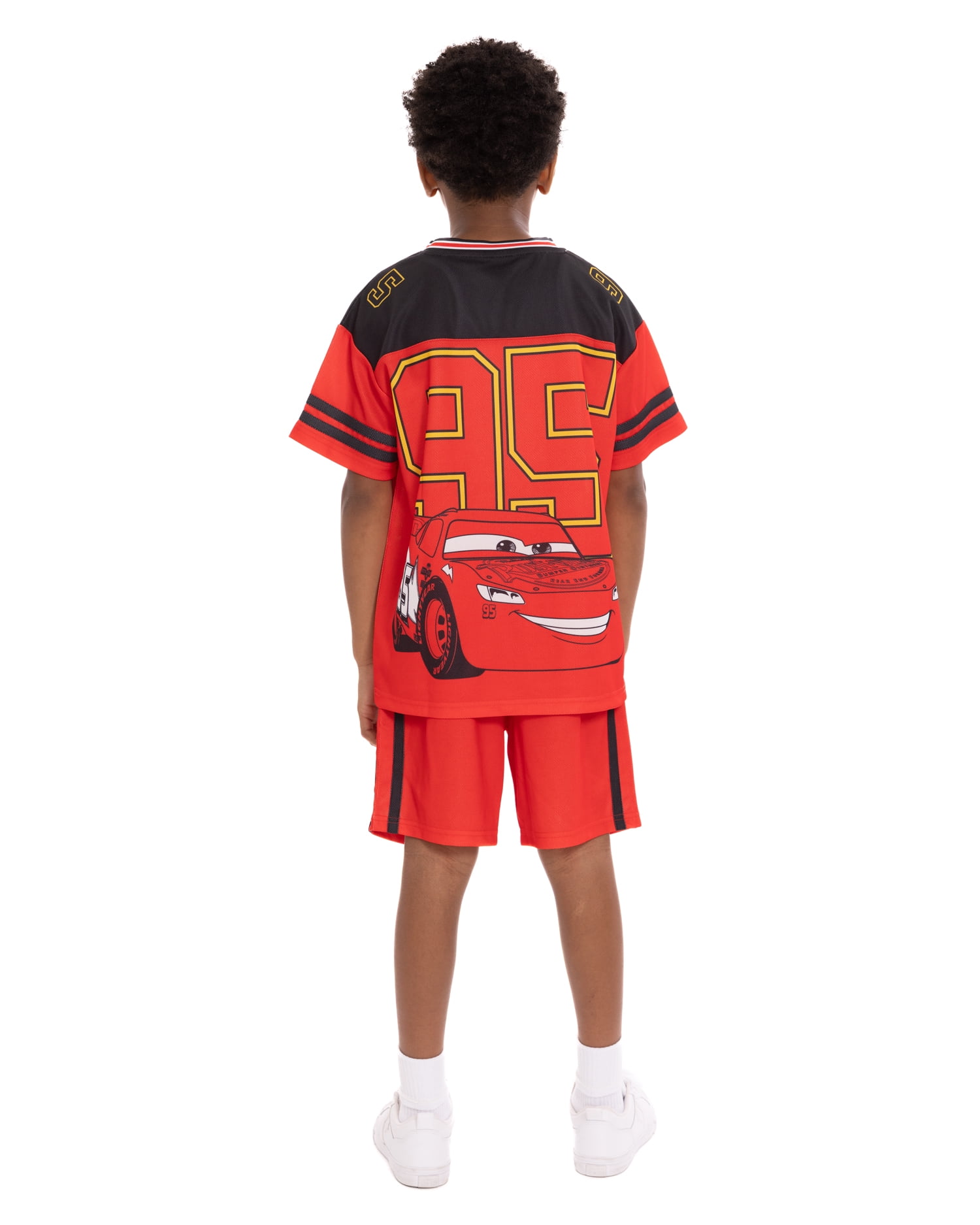 Pixar Cars Boys Short Sleeve Graphic Football Jersey with Matching Short, Sizes 4-16