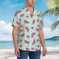 thumbnail image 2 of KLL Men's Hawaiian Shirt Short Sleeve Button Down Beach Shirts-Watermelon, 2 of 5