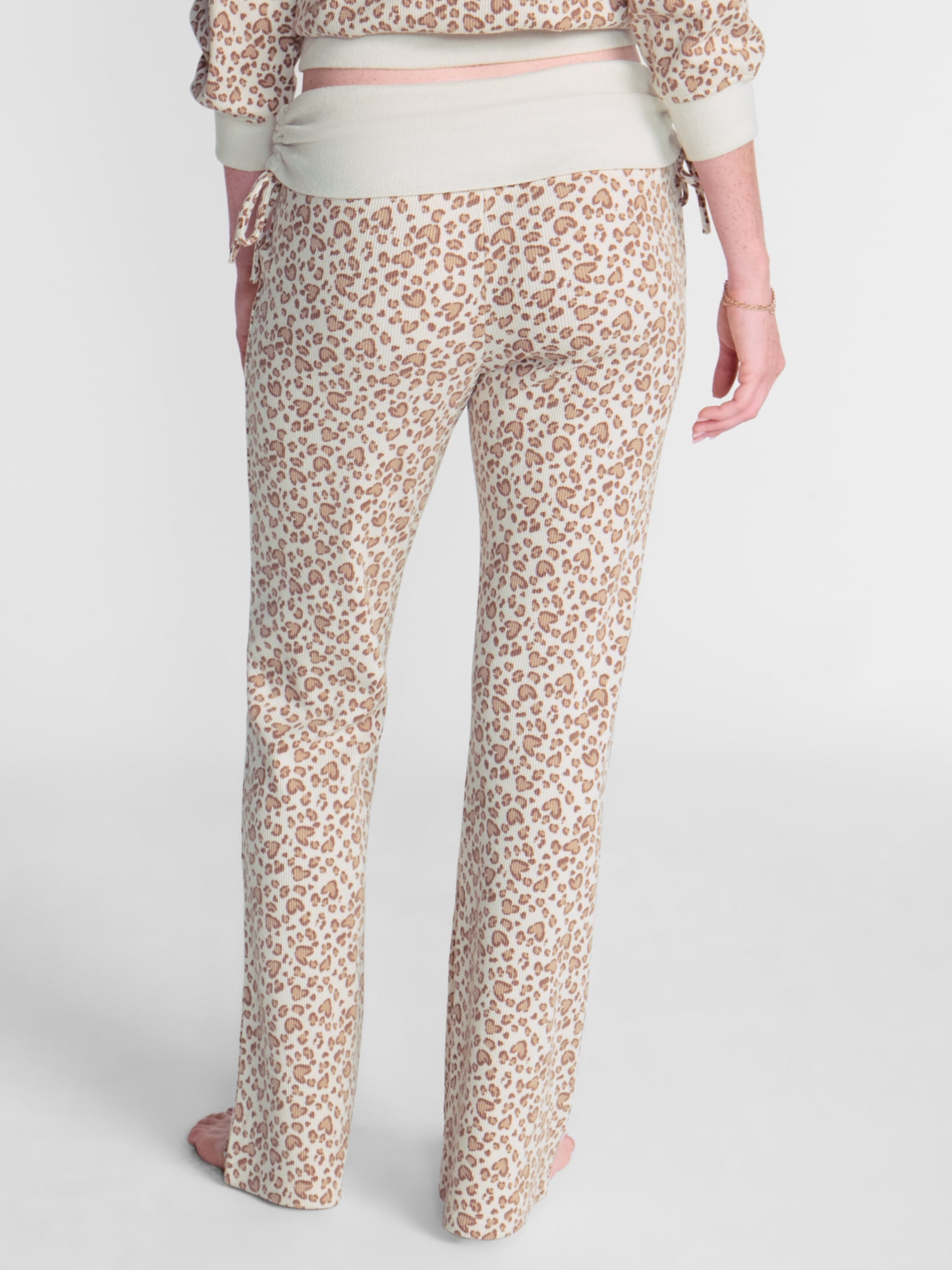 No Boundaries Waffle Knit Foldover Pants, 31.5'' Inseam, Women’s and Women's Plus XS-2X