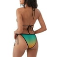 thumbnail image 4 of Salouo Orange To Teal Gradient1 Pattern Women's Sexy Bikini Set,String Two Piece Swimsuit V Neck Swimwear Self Tie Spaghetti Straps Bathing Suits -XX-Large, 4 of 6