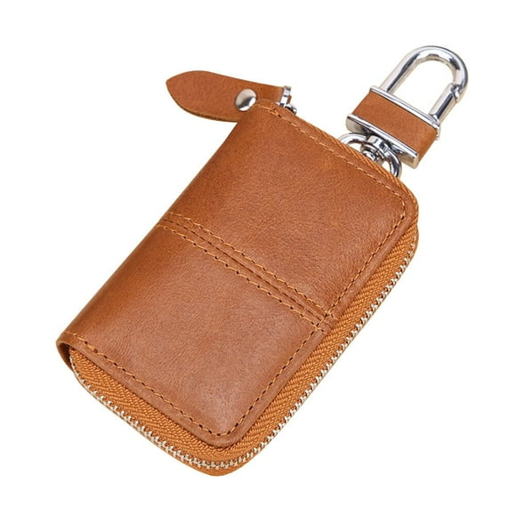 Leather Car Key Bag Vintage Portable Key Holder Universal Keys Storage Bag Car Key Pouch (Brown)