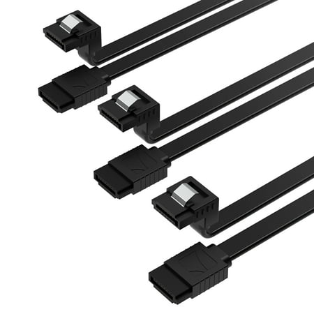 UPC: 0840025250659 | SATA III (6 Gbit/s) 90-DEGREE RIGHT-ANGLE DATA CABLE WITH LOCKING LATCH FOR HDD / SDD / ODD (3 Pack / 20-inch)