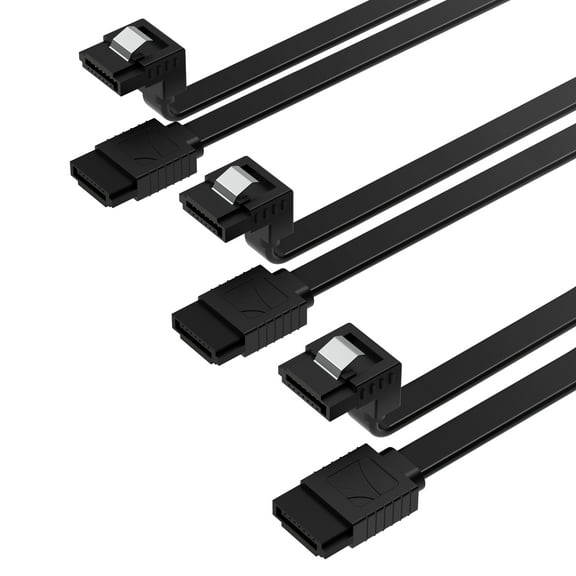 SATA III (6 Gbit/s) 90-DEGREE RIGHT-ANGLE DATA CABLE WITH LOCKING LATCH FOR HDD / SDD / ODD (3 Pack / 20-inch)