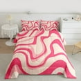 thumbnail image 2 of jejeloiu Geometric Wave Striped Full Size Comforter Sets,Abstract Lines Bedding Comforter Set,Pink Stripes Bedding Sets For Children,Breathable Home Decor Reversible,3pcs, 2 of 8