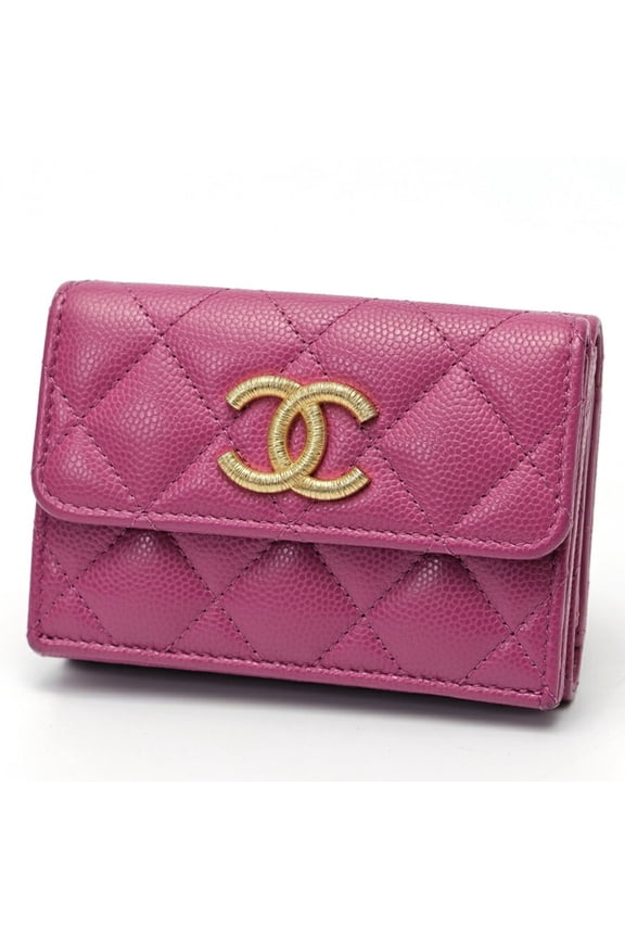 Pre-Owned CHANEL Matelasse Small Flap AP3518 Caviar Skin Purple S-159659