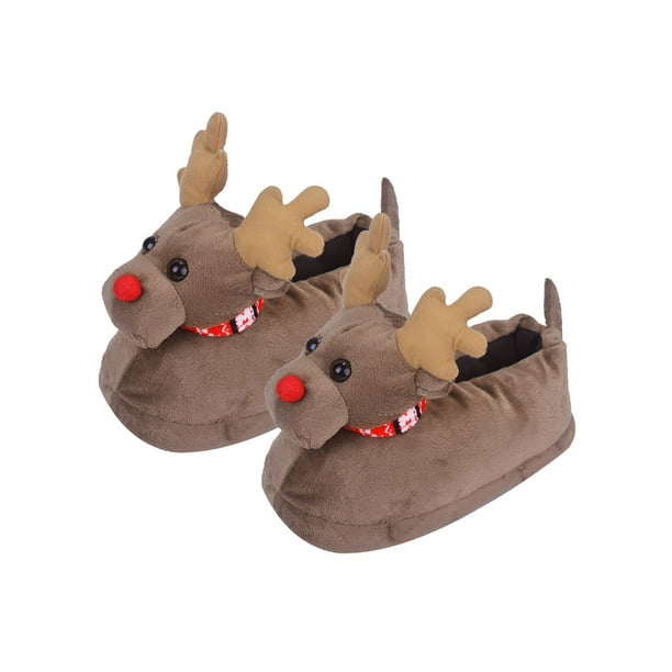 Coxeer - 3D Reindeer Christmas Slippers Winter Indoor House Slipper ...