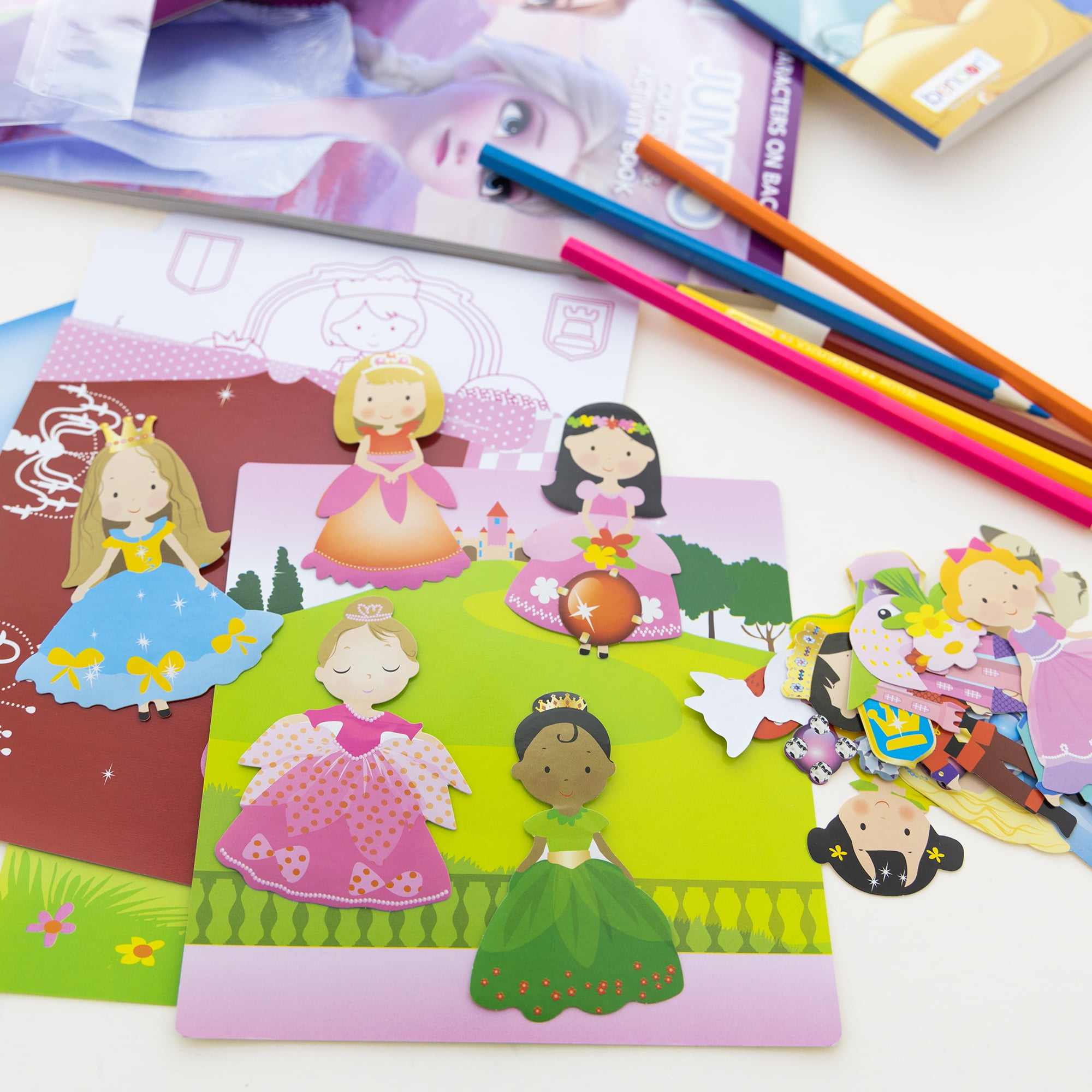 Princess Coloring and Activity Book Set, Include 3 Books, Colored Pencil & Sticker Adult Tween Child