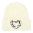 thumbnail image 4 of AWZXDE Thickened Strip Warm Knitted Hat with Rhinestone for Autumn and Winter Cold Weather White, 4 of 8