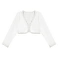 thumbnail image 3 of YONGHS Kids Girls Shrug Bolero Beads Long Sleeve Wedding First Communion Open Cardigan Ivory 14/160/11-, 3 of 7