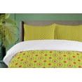 thumbnail image 4 of Ambesonne Retro Duvet Cover Set, Dash Lines and Nested Circles, 2-Calking, Apple Green and Fuchsia, 4 of 7