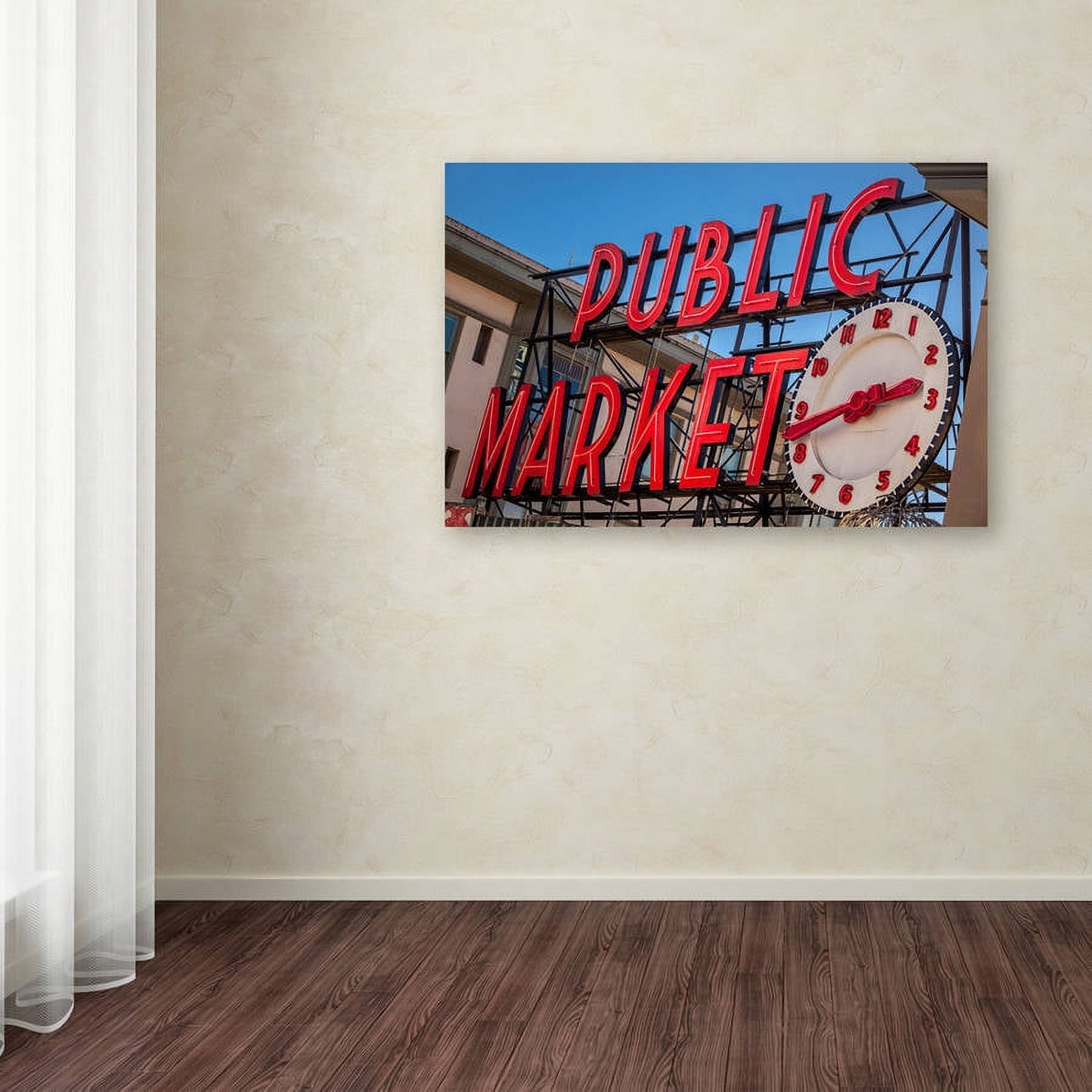 Trademark Fine Art "Public Markets Neon" Canvas Art by Yale Gurney