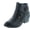 Black, variant on Eury-4 Women's Fashion Round Toe Buckles Zipper Low Heel Ankle Booties Shoes