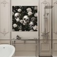 thumbnail image 4 of Wall Art Prints, Halloween Skull Framed Canvas Prints for Bedroom Living Room Bathroom Office, Retro White Rose Flower Horror Fall Gallery Wrap Wall Art Poster for Gifts Home Decor 12"x12", 4 of 9