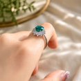 thumbnail image 4 of vylahjewellery Green Oval Halo Engagement Ring for Women Round Cut Moissanite Ring with Sparkling Diamond Accents Elegant Wedding Promise Jewelry, 4 of 5