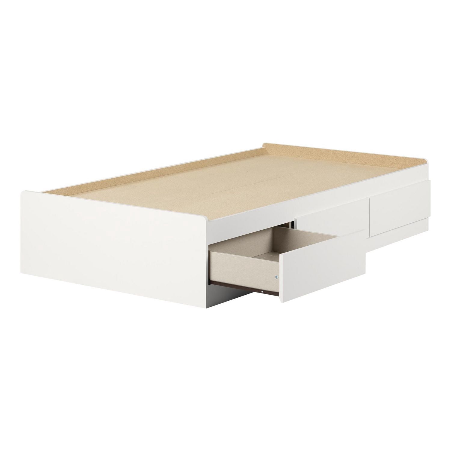 South Shore Gramercy Twin Mates Bed with 3 Drawers, in Pure White